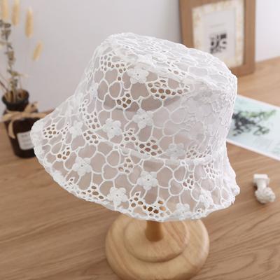 Sweet Cute Lace Hat Hollow Flower Bucket Hat  Women Fisherman Hat Breathable Sunshade Sunscreen Hat