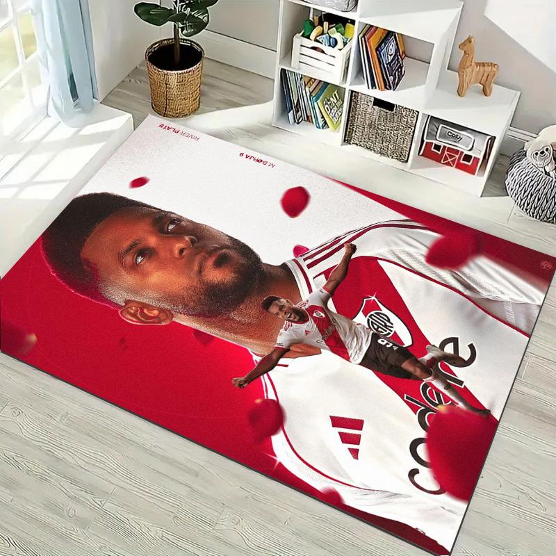 River Plate Football Player Portrait Print Area Rug Non‑Slip Rectangular Floor Mat Soccer Fan Gaming Bedroom Home Decor
