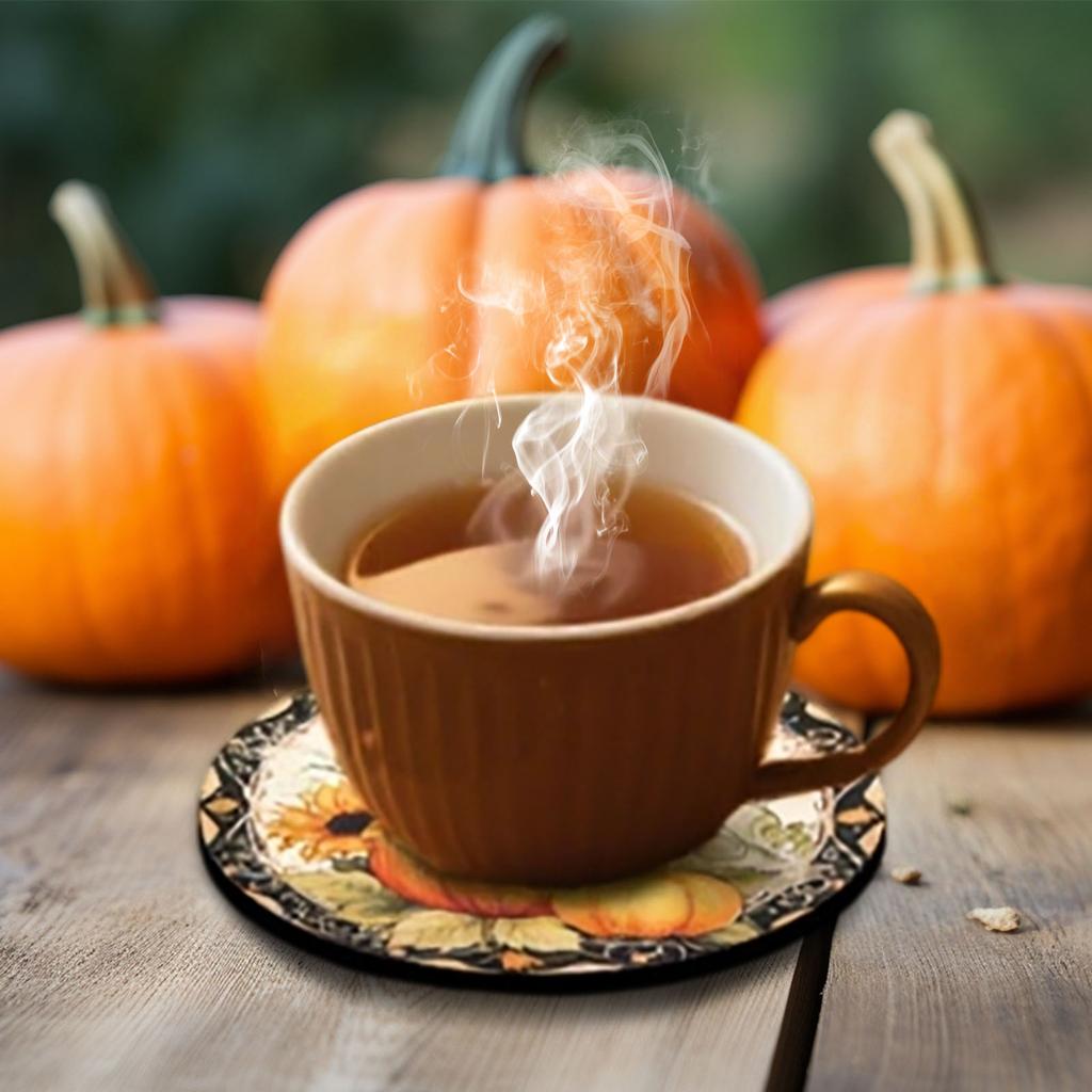 Thanksgiving Wooden Cup Mat Flower Home Decoration Tableware Insulation Tea Cup Mat Cup Mat Set