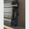 2024 Unisex American Retro Yellow Multi-Pocket Workwear Jeans - Loose Straight Hip-Hop Style