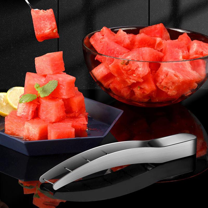 Watermelon Cutter Slicer Stainless Steel Watermelon Cube Cutter Safe Watermelon Fruit Knives Melon Cutter For Kitchen Gadget