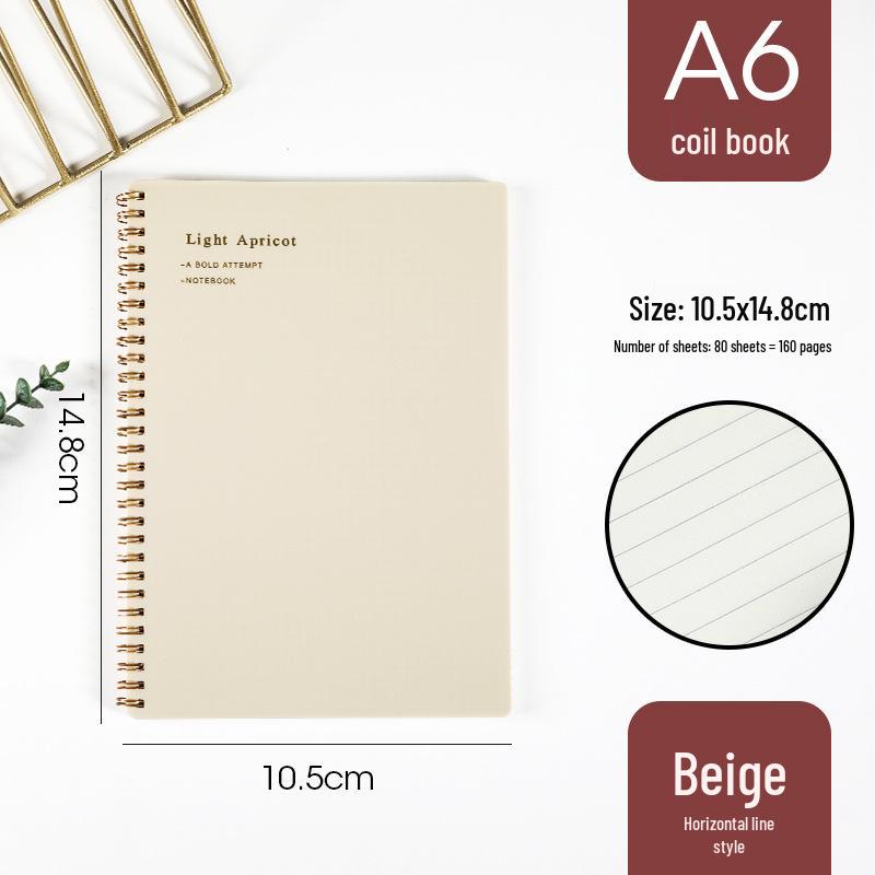 Morandi Coil Notebook with Frosted PP Cover and Horizontal Line Grid for Students