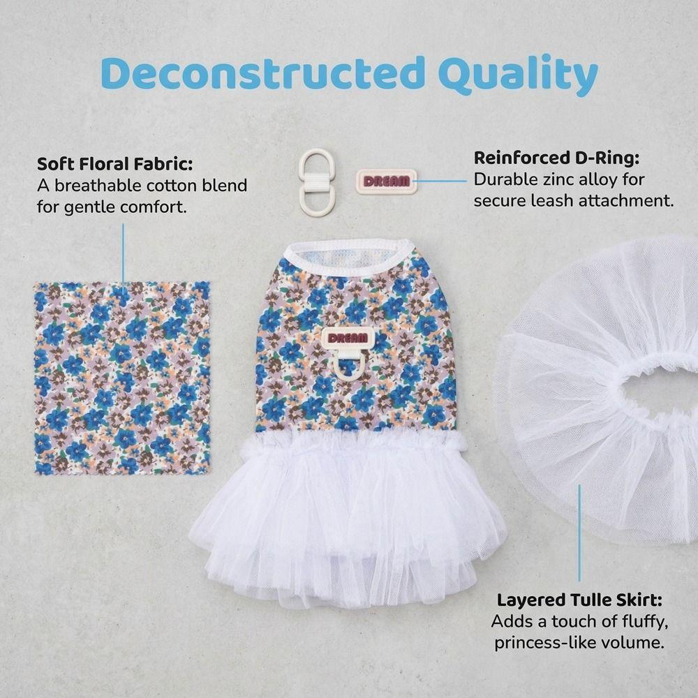 Breathable Dog Princess Dress White Lace Cat Cake Skirt Puffy Dog Floral Skirt  Photo Shoot