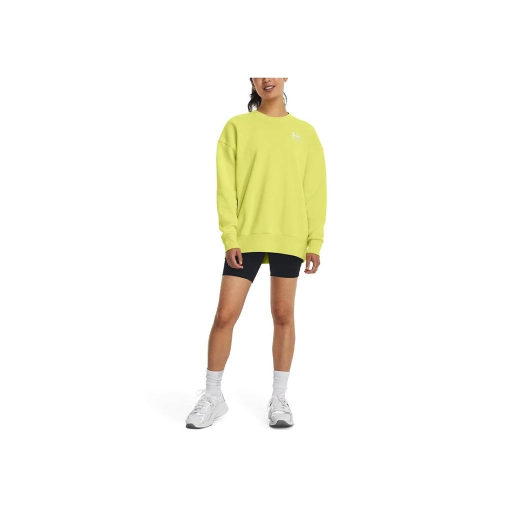 Under Armour Essential Solid Color Loose Fit Crew Neck Long Sleeve Sweatshirt Women Sweatshirt Lime-Green 1379475-743