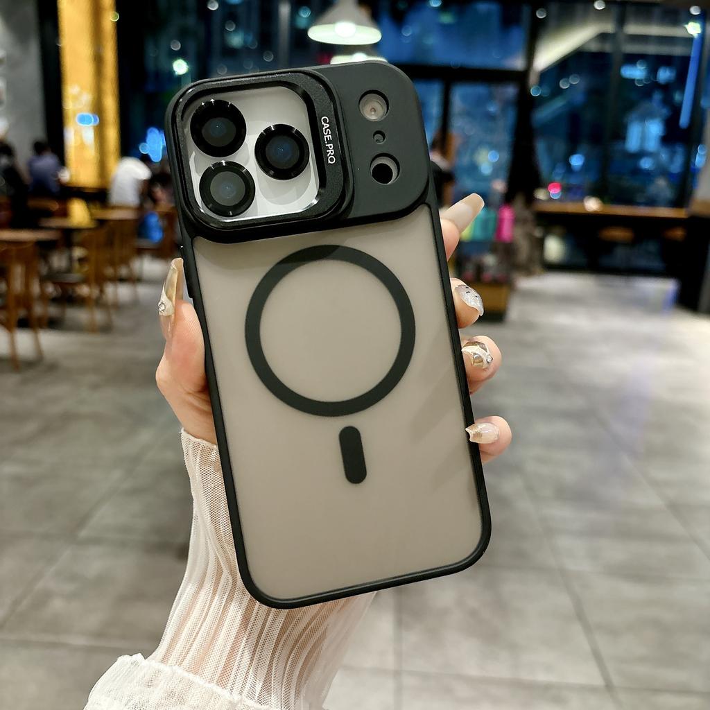 Luxury For Magsafe Magnetic Metal Lens Holder Case For iPhone 17 Air 16 15 14 13 12 11 Pro Max Plus Bumper Translucent Cover