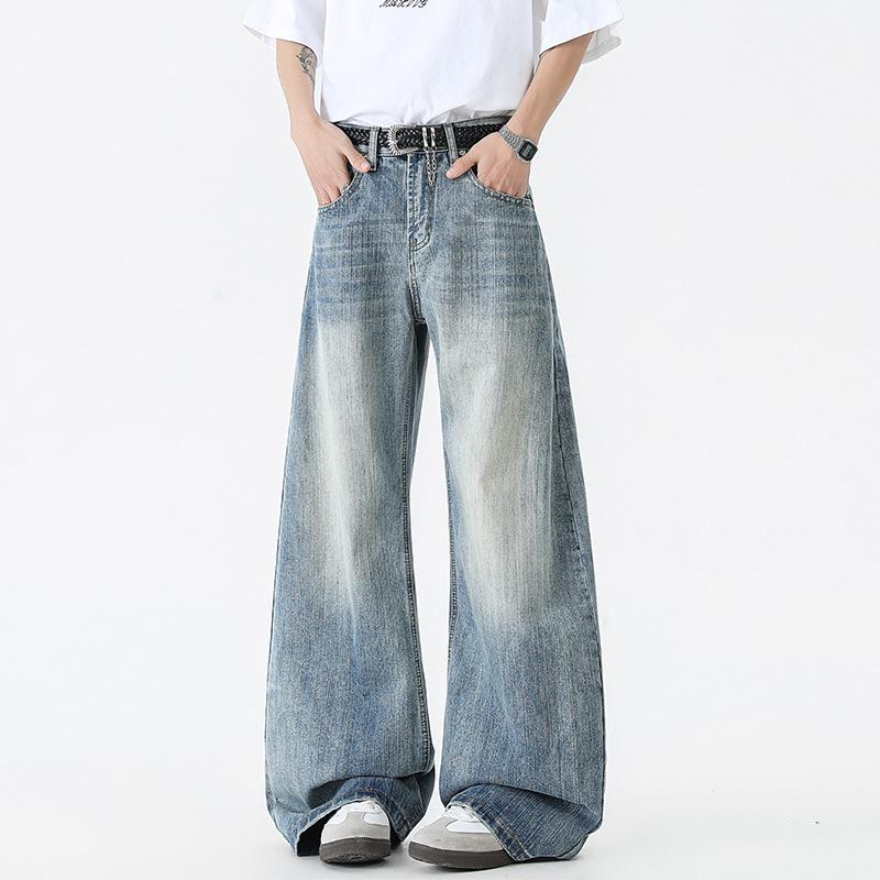 

Мужские джинсы Three Shepherd Scimitar с эффектом стирки | Весенние свободные повседневные брюки прямого кроя S (90-105 jin) синий