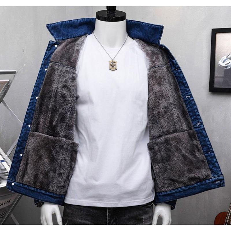 Plus Velvet Thick Denim Jacket Men's Autumn and Winter Warm Jacket Large Size 6XL Cotton Clothes Trend Cold-proof Padded Jacket