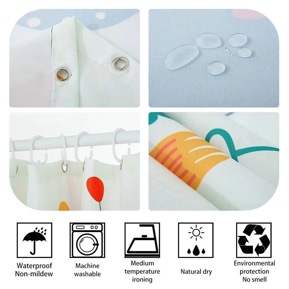 Pink Cherry Blossom Peach Blossoms Shower Curtain Set Flowers White Background Girl Bathroom Polyester Cloth Screen 12 With Hook