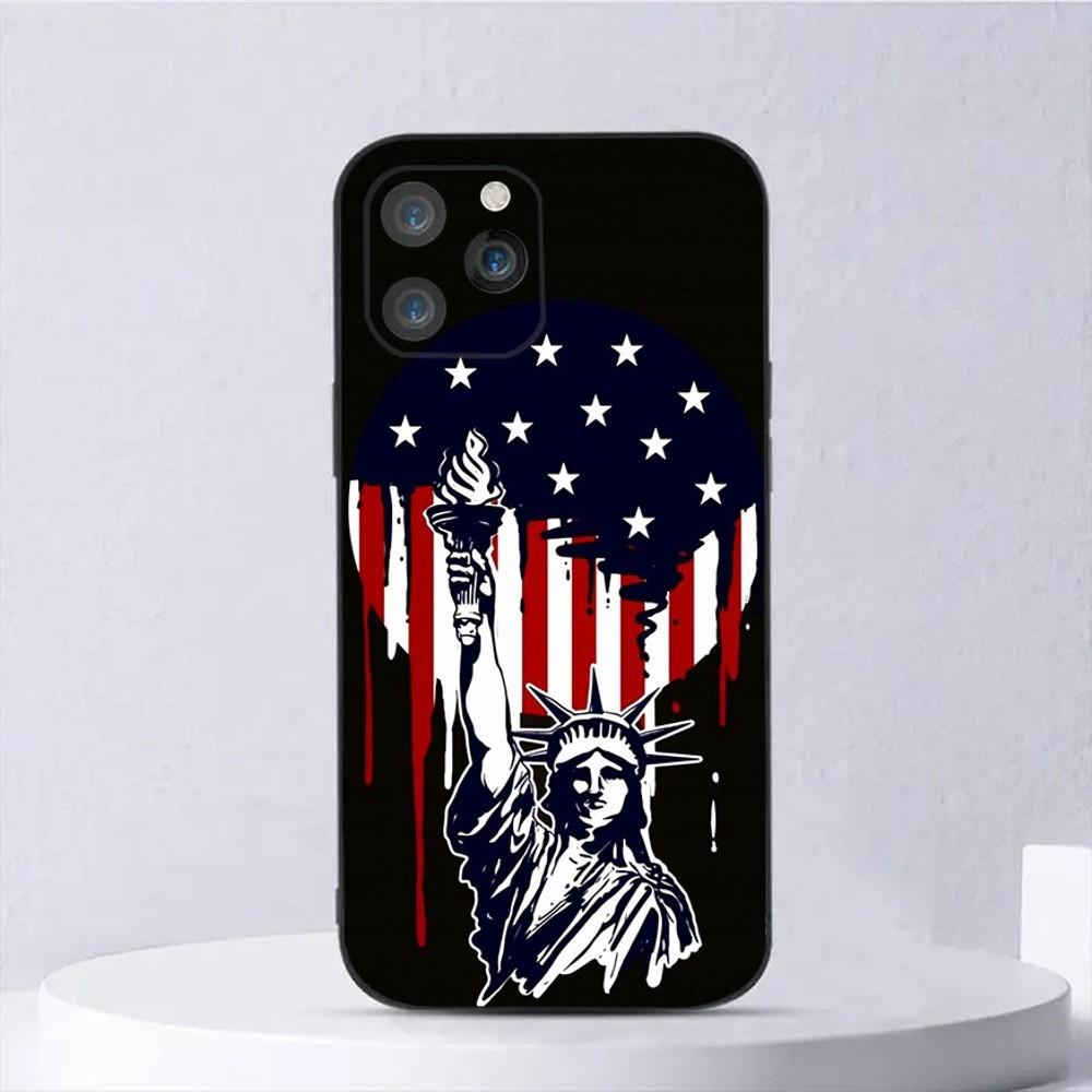 

American flag Phone Case For iPhone 15,14,13,12,11,Plus,Pro Max,XS,X,XR,SE,Mini,8,7 Soft Silicone Black Cover iPhone7plus