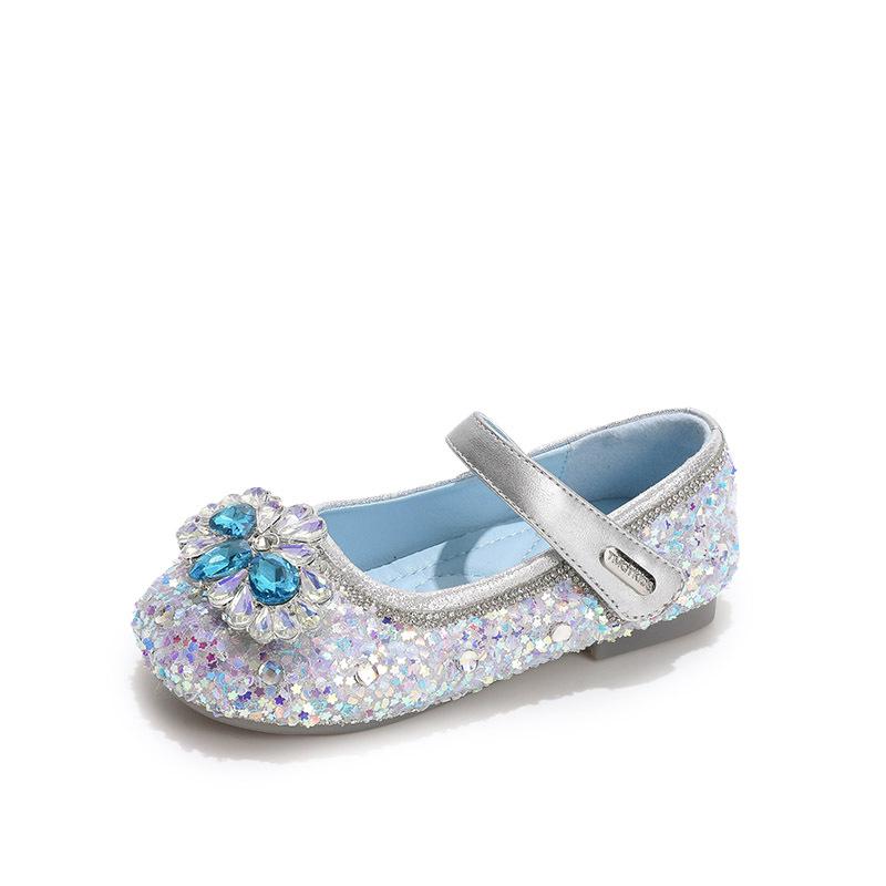 Size 22-37, Girls' Shoes Princess Shoes 2025 Autumn New Crystal Shoes with Dress Elsa Stage Shoes Female Treasure
