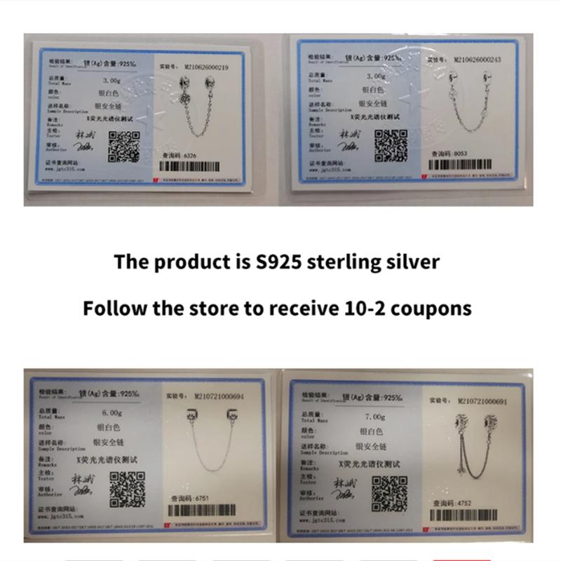 Chaîne de sécurité Argent Sterling 925 Nouveau 100% Argent Sterling 925 Floral Chaîne de sécurité avec fermeture éclair pour femmes originales