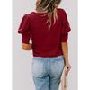 Summer Women's Round Neck Solid Color Button Loose Casual Short Sleeved T-shirt for Women