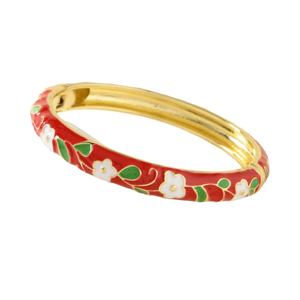 Floral Motifs Cloisonne Bangle Zinc Zinc Zinc Alloy Dropped Glaze Bracelet  Party Jewelry