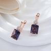 Boucles d'oreilles carrées en cristal de Zircon violet, plaqué or, bijoux de mariage élégants pour femmes