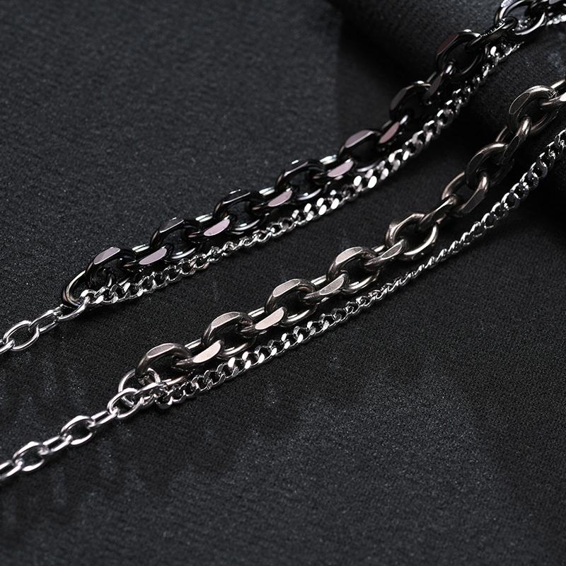Vnox Vintage Stacked Chain Bracelets for Men Women, Retro Rolo Links Wristband With Trident Charm, Simple Layered Jewelry