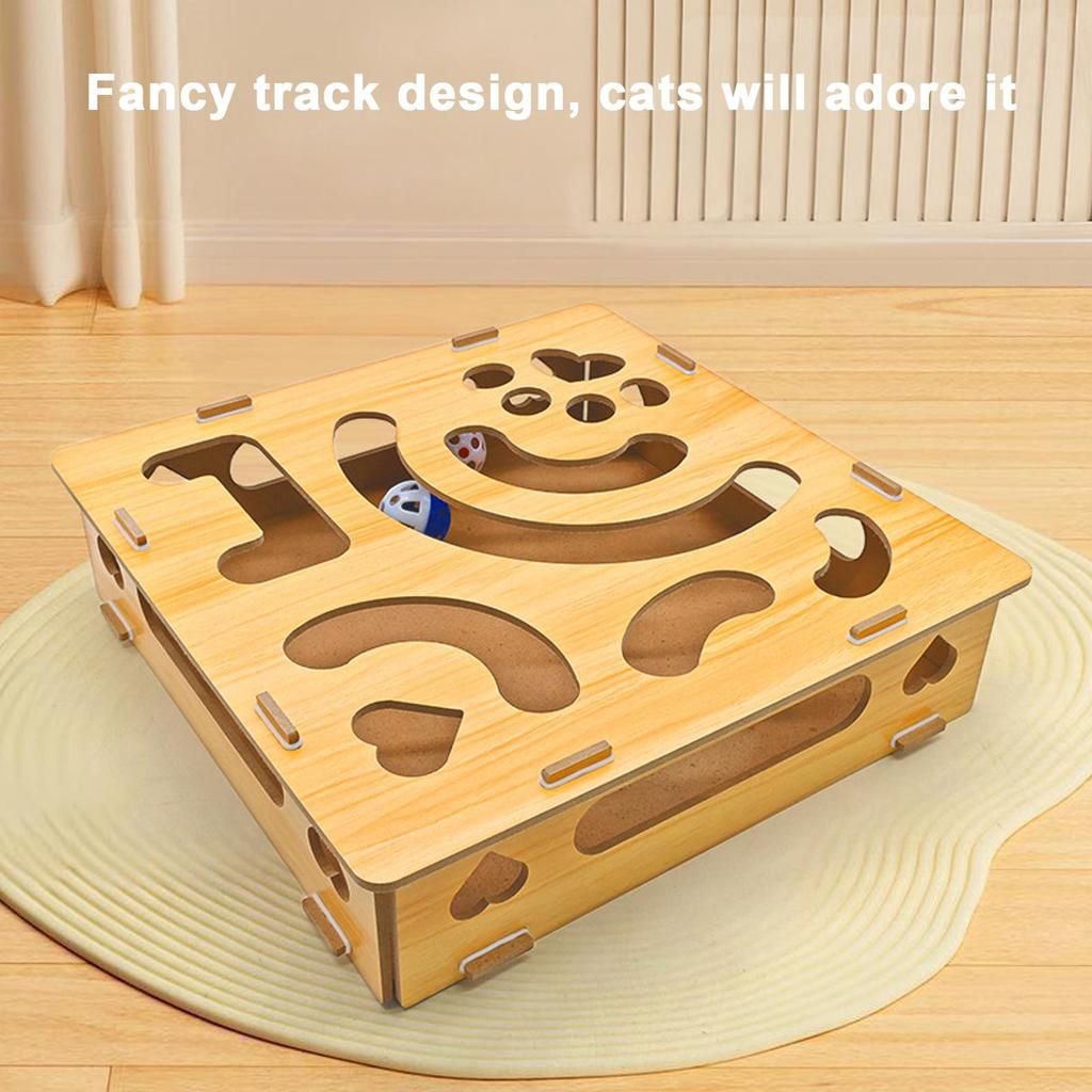 Cat Scratch Puzzle Enrichment Box Interactive Scratching Pet Supplies With Bell Balls Cat Scratcher Box For Home Indoor Outdoor