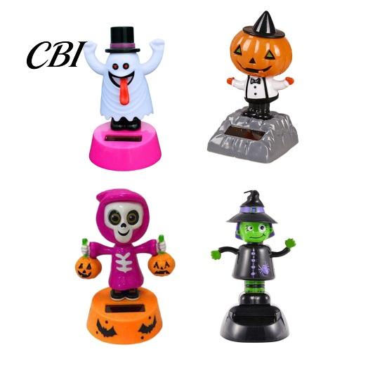 Halloween Auto Deko Solar Ornament, Cartoon Wackelndes Armaturenbrett Dekor, Lustiges Festliches Zubehör Schwingende Figur für Auto Haus Büro, Gruselige Party