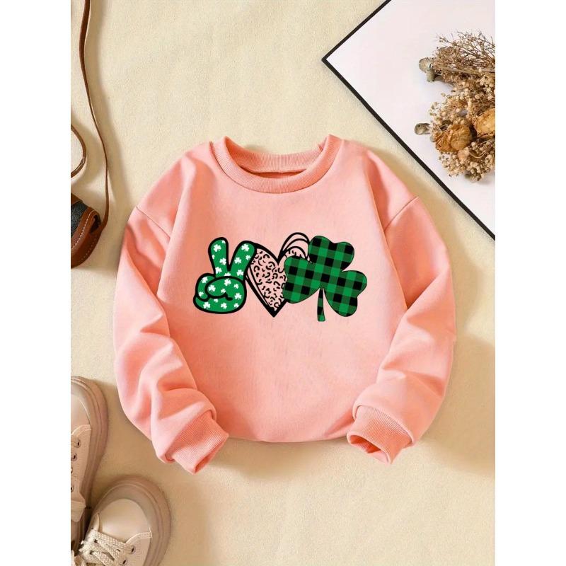 Kids Sweatshirt St. Patrick's Day Crew Neck Sweatshirt - Casual & Sporty with Creative Letter Design, Perfect for Casual Attire, Parties