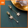 925 Sterling Silver Dainty Prevent Allergy Hoop Earrings Zircon Star Water Drop Asymmetric Earrings For Women S-E1089