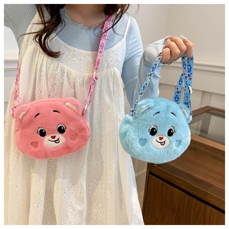 Cartoon Plush Bear Crossbody Travel Casual Shoulder Phone Purse Bag Portable Zipper Pouch
