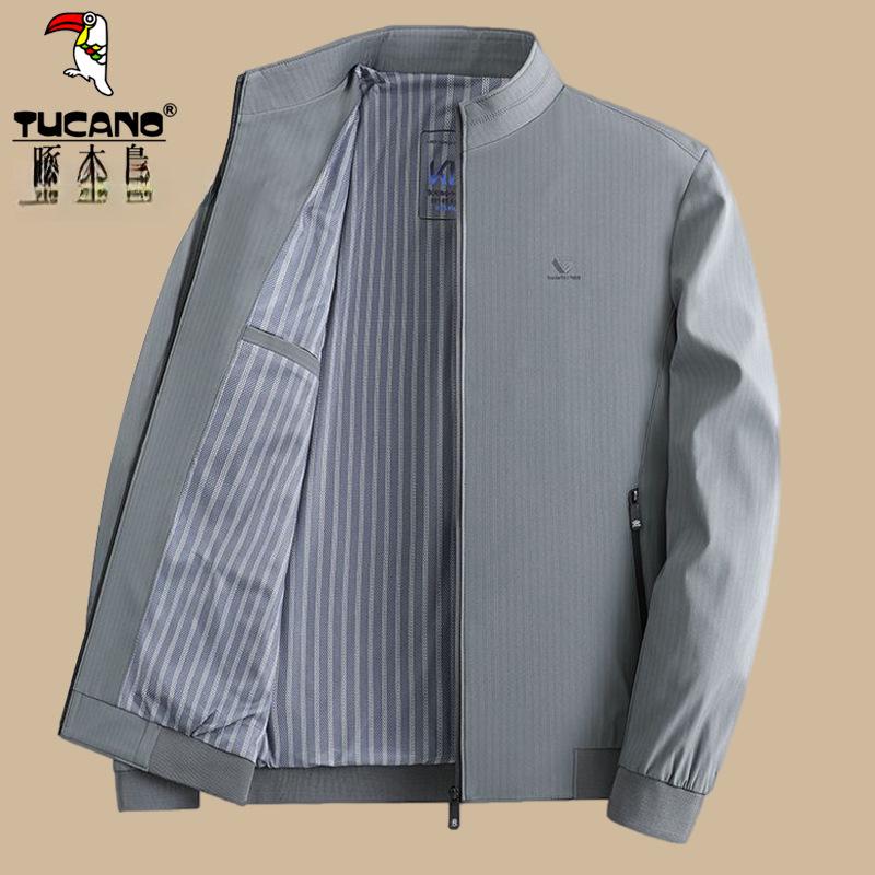 

Woodpecker Men s Stand-Up Collar Fleece Jacket - Middle-Aged & Elderly, Spring/Autumn, Loose Fit, Thickened for Winter. 4XL 170-190 lbs