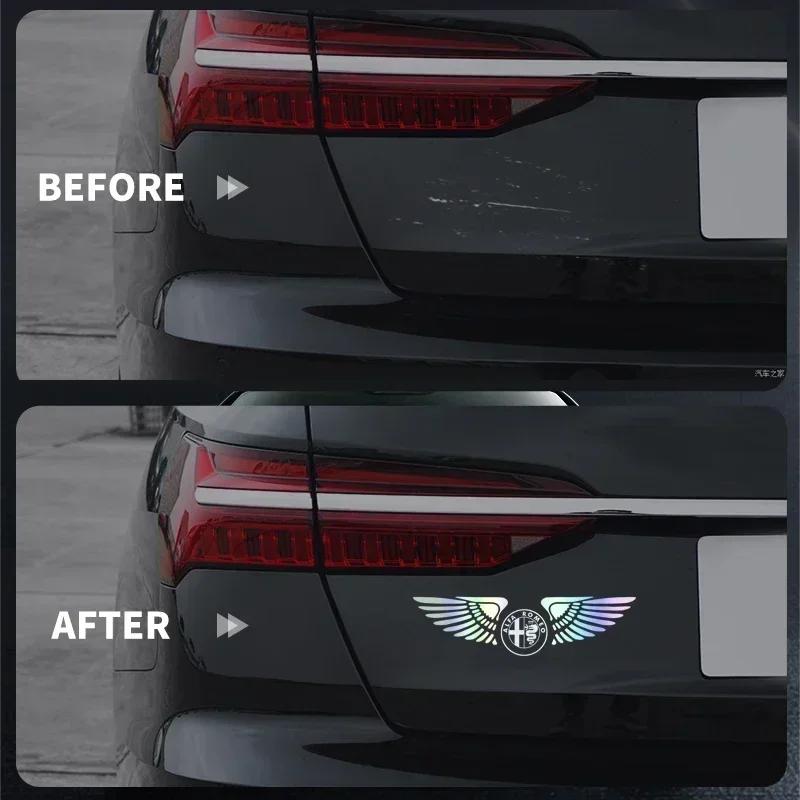 Colorful Reflective Laser Car Refit Personalized Wing Sticker For Alfa Romeo Giulia Stelvio Junior Tonale 33 Stradale 4C Giu