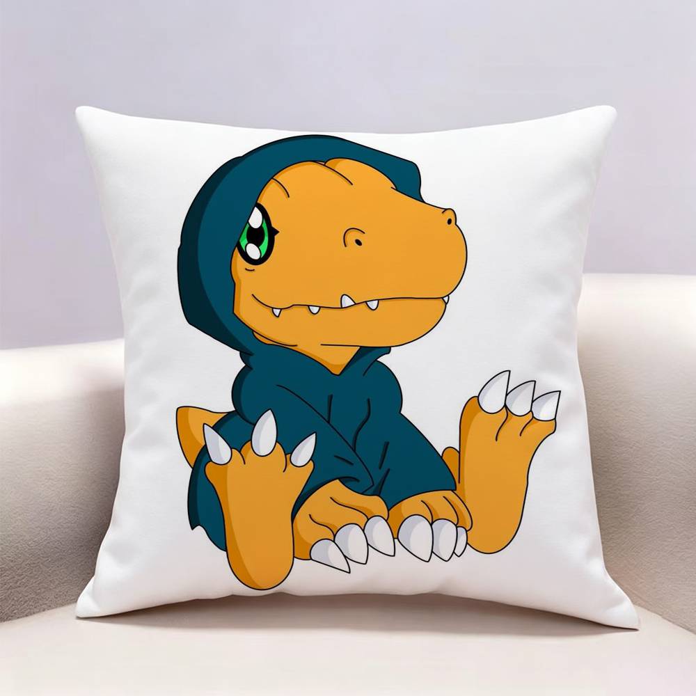 Cute Digimon Adventure Doublesided Print Pillow Case Pattern Printed Pillowcase For Living Room Sofa Cushion Cover
