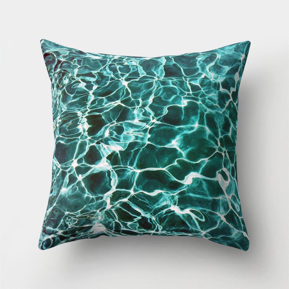 Sea Waves Beach Pillowcase Office Cushion Creative Home Car Lumbar Cushion Cover Sea View Pillow Cover Pillow Case 45X45Cm Seat