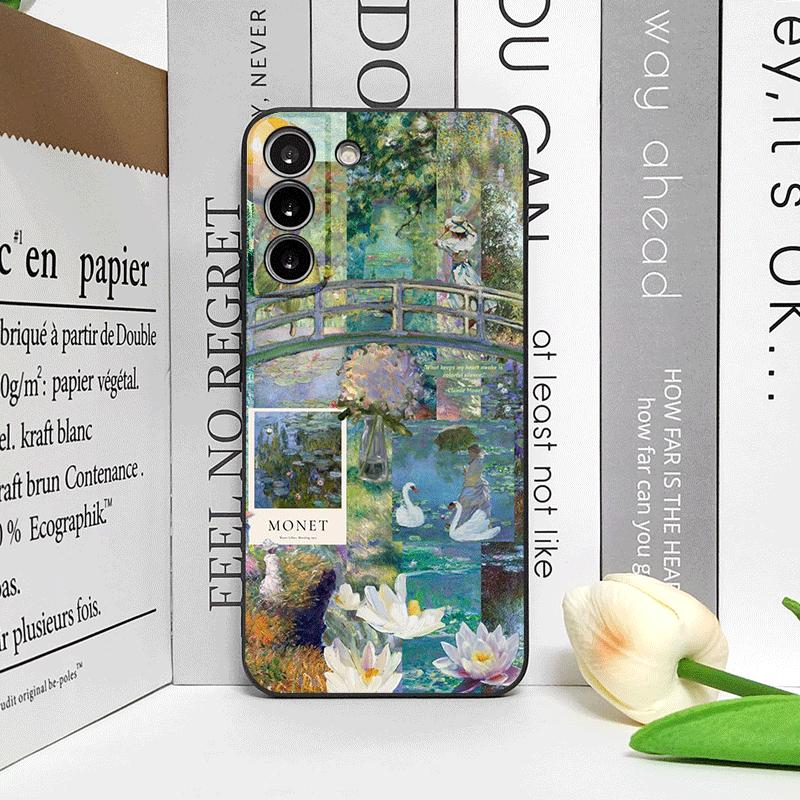 Luxury Beautiful Girl Phone Case for Samsung Galaxy S25 S24 S23 Ultra S22 Plus S21 FE S25 Edge Soft Cover Coque Claude Monet Art