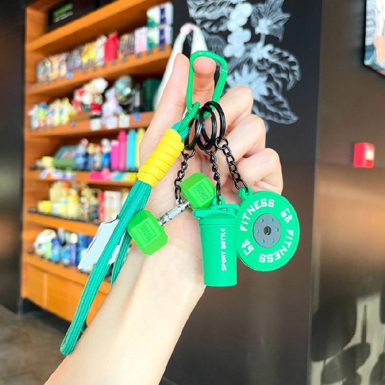 Simulated Workout Gear Keyring Detachable Barbell Charm Soft Silicone Design For Keys And Backpacks