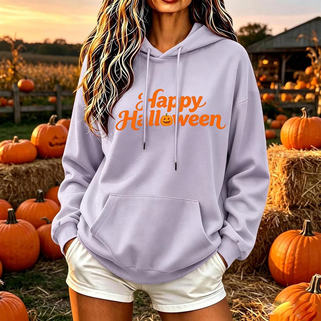 Women's Halloween Hoodie Color Loose Fit Casual Top