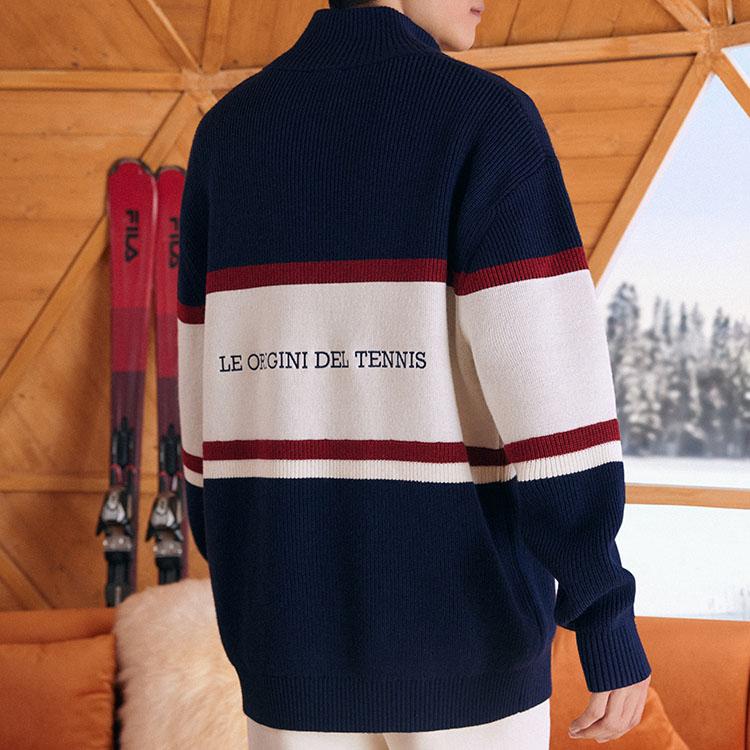 New FILA Sweaters Unisex Dark Silent Blue F11U349402F-DB