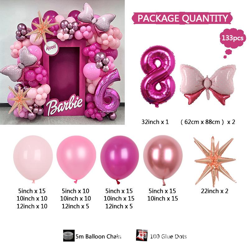 Pink Barbie Serie Schleife 81 cm Rosen-Geburtstagsthema Mädchen Valentinstag Innendekorationsset