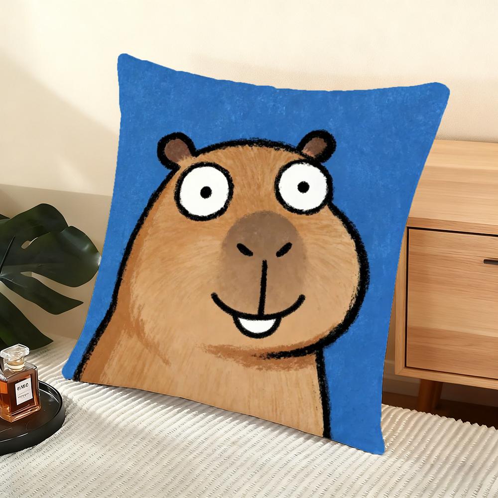 Capybara Cushion Cover Soft Short Plush Pillow Cover Smooth Cozy Texture Aesthetic Cushion Case Home Decor