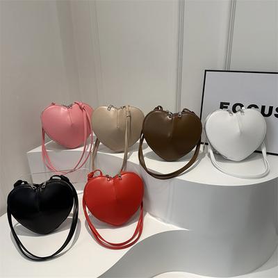 Fashionable Simple and Fashionable Solid Color Small Bag for Women In Spring New Beautiful Texture One-shoulder Crossbody Bag Heart Shape for Women