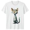 Funny Whimsical Grey Cat Illustration TShirt Art Gift For Him And Her