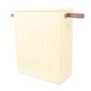 Slim Laundry Basket Foldable Space Saving Sturdy PP Plastic Narrow Clothes Hamper for Bathroom Corner Crm White