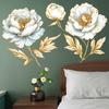 Gold Leaf Flower Wall Sticker Removable Self-Adhesive Background Decor for Bedroom Living Room Home Decoration