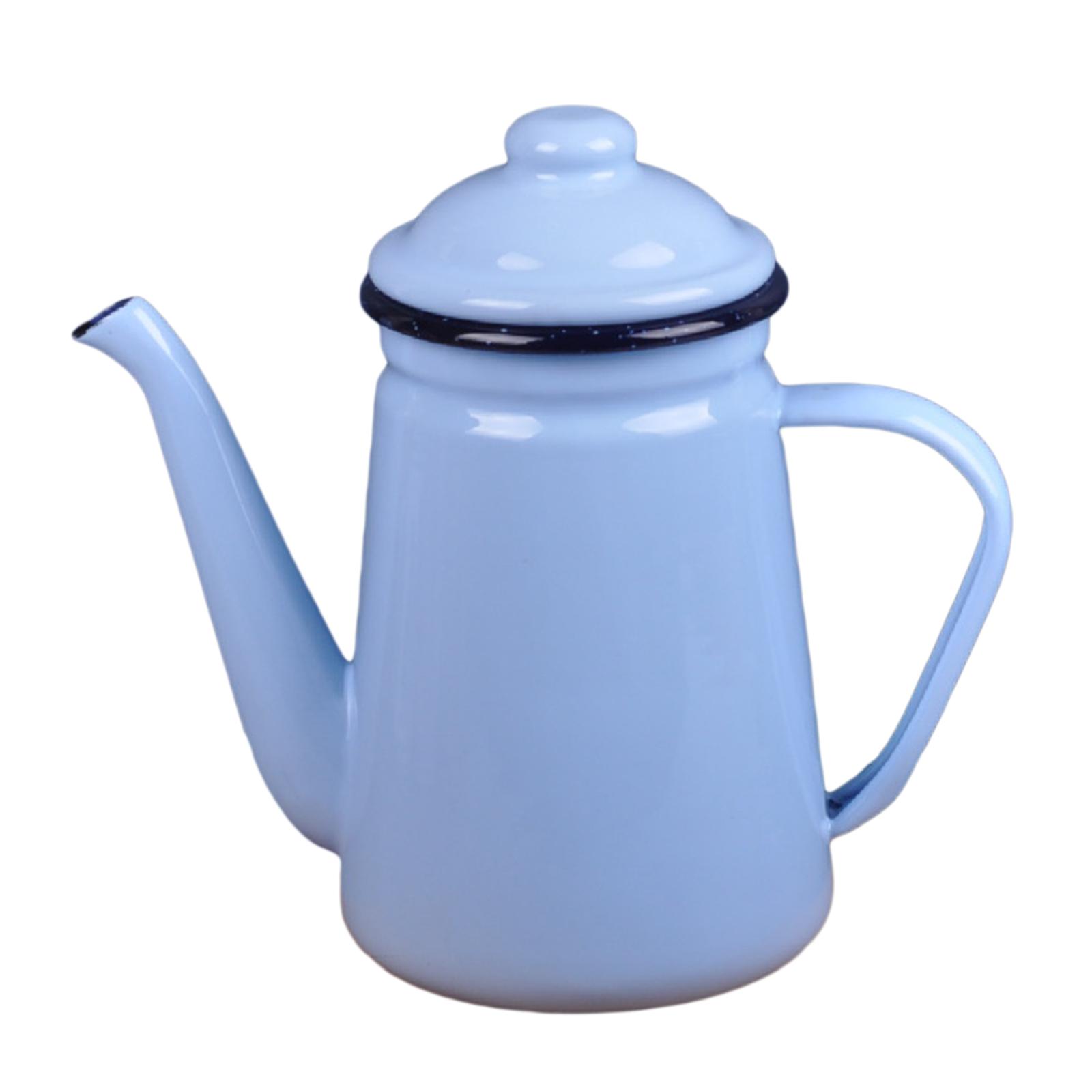 

Эмалированный чайник для заваривания молока, толстый винтажный чайник для заваривания воды, чайник для плиты, для ресторана, дома, на открытом воздухе, для кухни, кофе синий