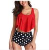 2020 European & American Ruffled High-Waisted Tummy Control Bikini Swimsuit