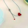 Fashion Red Heart Neck Chain Sweet Temperament Clavicle Chain Necklace Adjustable Choker Jewelry Gift for Women Girls