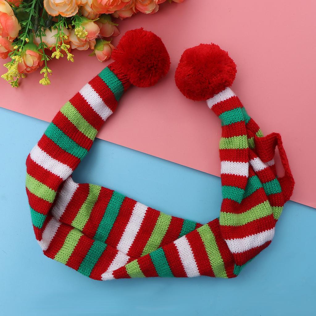 Pet Christmas Scarf Stripe Pattern Puppy Cat Scarf Easy Wear Hard to Drop for Dogs Pets Christmas Party Photo Taking