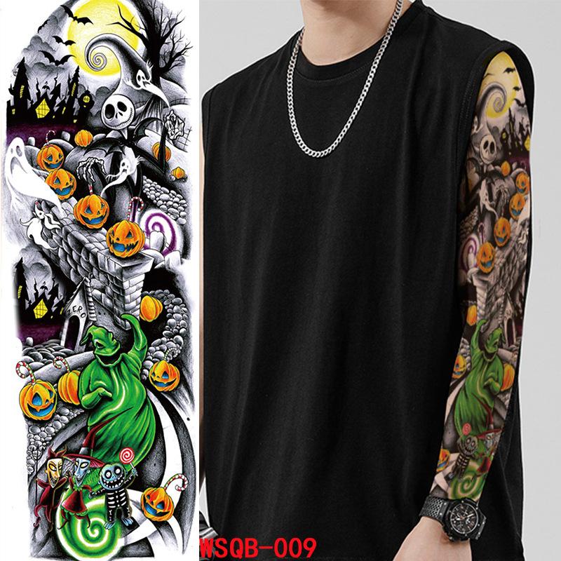 Halloween Tattoo Stickers, Big Picture Full Arm, Funny Horror Scars Bat Tombstone Tattoo