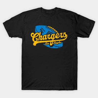 Men Black Print T-shirt Chargers Classic No-Cut Transfer Paper Print Cotton Tshirt