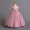 Girls' European and American Style Long Skirt Tie-Up Wedding Princess Dress - High-End Formal Graduation Party Dress