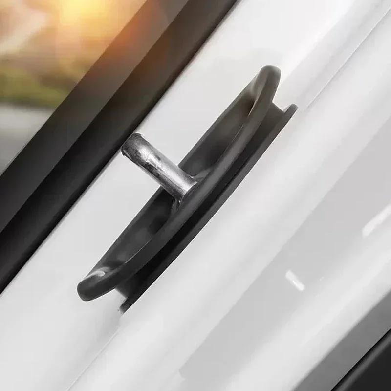 4pcs For Tesla Model 3/Y Car Door Mute Damping Cushion Silicone Door Lock Buckle Car Door Anti-collision Protective Cover