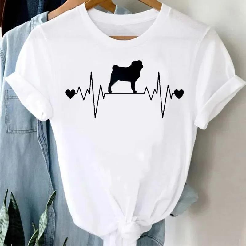 Womens Dog Heartbeat Print Tshirt  Harajuku Style ShortSleeve Casual Womens Tshirt  Street Style Top  Beauty  Apparel
