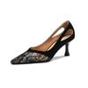 Nuove Scarpe Estive Sexy in Pizzo ,Moda Primavera Tacchi Alti ,Décolleté da Donna ,Punta Appuntita ,Slip On ,Traforate ,Nere ,Dropship