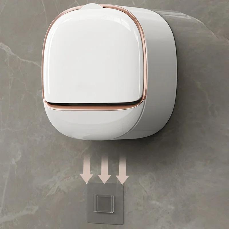 1pc Exquisite Luxury Drain Soap Box Wall Mounted Non Perforated Soap Holder Drain with Lid Laundry Soap Storage Box