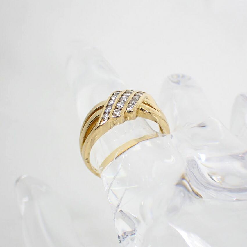 [Pre-owned] 18K Yellow Gold Diamond 0.37ct Ring Size 10 (j41-2)